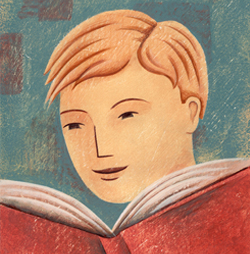 Illustration of boy reading